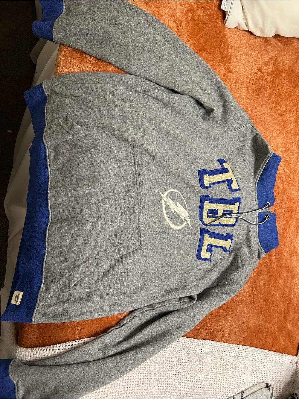 Fanatics Gray and Royal Blue Hoodie with Cream Accents